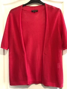Black Pepper Size M Pink Short Sleeve Stretch Cotton Knit Cardigan Top GUC - Picture 1 of 8