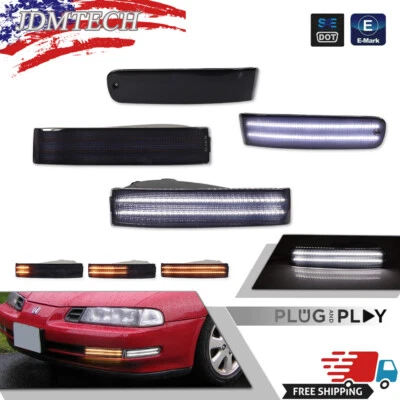 4PCS DEPO COMBO Set Smoke Bumper Signal Lights Fit For 1992-1996 Honda Prelude - Image 1 of 4