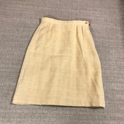 JAEGER Skirt Womens 0 Beige Midi Wool Pleated Classic Skirt Lined Casual - Image 1 of 4