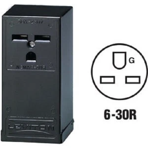 (5)-Leviton 30A Surface Mount Black 6-30R Power Outlet 010-05376-P00 - Picture 1 of 1