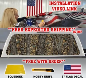 CAMO CAMOUFLAGE PICKUP TRUCK REAR WINDOW GRAPHIC DECAL TINT HUNTING CAMO 50/50 - Foto 1 di 7
