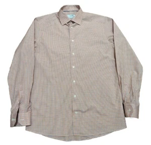 Eton Orange Plaid Shirt Size 16 41 Mens Long Sleeve Button Up Dress Cotton - Picture 1 of 6