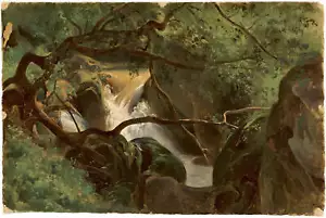 Interior de bosque con cascada, Papigno de Andre Giroux estampado artístico - Imagen 1 de 1