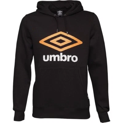 Umbro Mens Official Hoody Black/Orange Pop/White NEW (All Sizes) — 第 1/2 张图片