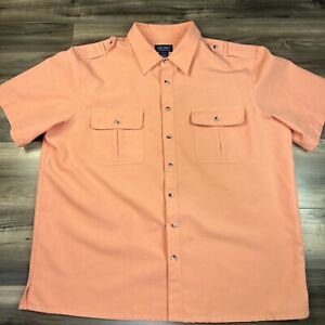 John Blair Shirt Mens XXL Peach Short Sleeve Button Up Front Pockets