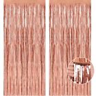 Rose Gold Tinsel Curtain Party Backdrop Foil Fringe Metallic Party Streamers ...