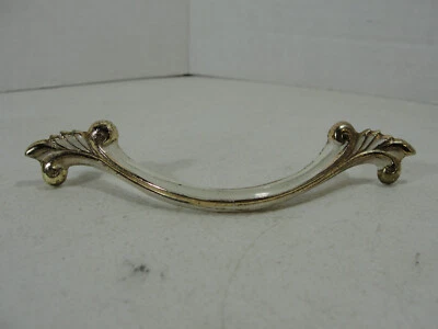 Vintage French Provinial Brass/White Drawer Pull 3" Center To Center-Reclaimed - Image 1 of 3