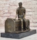 Lost Wax Method European Man in Contemplation Bronze Statue by Aldo Vitaleh Gift