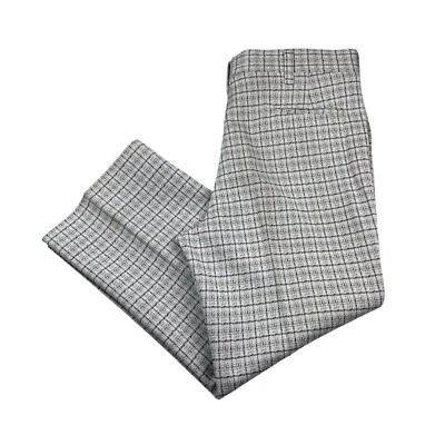 Винтажный Haggar мужчин полиэстер платье брюки коричневый/белый/синий клетку • США • 38 x 28 - Изображение 1 из 4