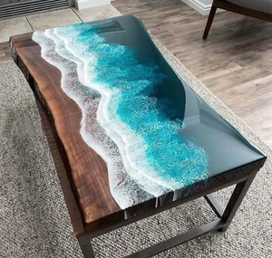 36" x 24" Epoxy Resin Table Top Handmade Home Office Unique Decor - Picture 1 of 8
