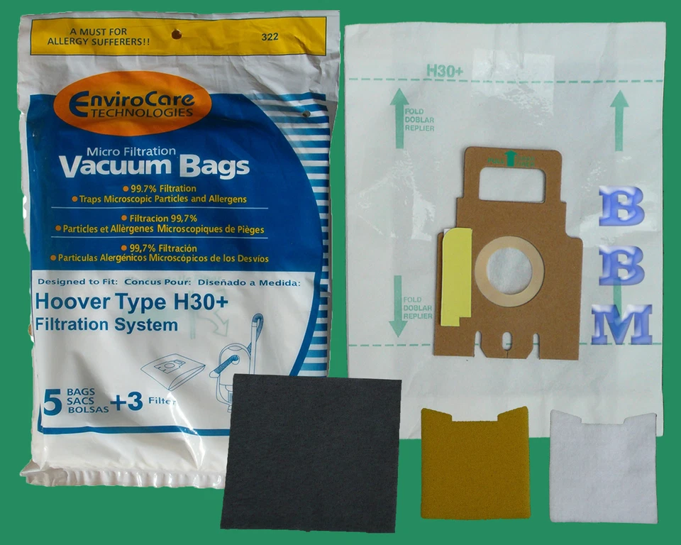 5 Hoover H30 Bags + Filters Tank Vacuum Cleaner Allergy 40101001 Telios Arianne - Image 1 of 1