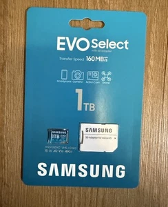 SAMSUNG EVO Select 1TB microSD Memory Card & Adapter, microSDXC Up to 160 MB/s - Picture 1 of 2