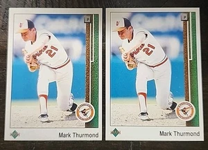 1989 Upper Deck Mark Thurmond Miscut With Hologram Error & Correct  - Picture 1 of 6