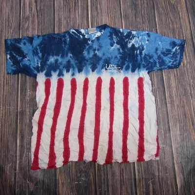 Camisa de natación vintage de EE. UU. para hombre tie dye roja blanca azul Oneita 100 % algodón años 90 Foto 1 de 4
