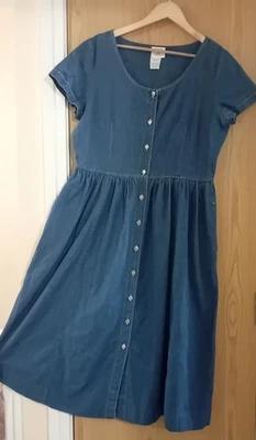 Laura Ashley Vintage Denim Button Through Dress Size 16 - Image 1 of 4
