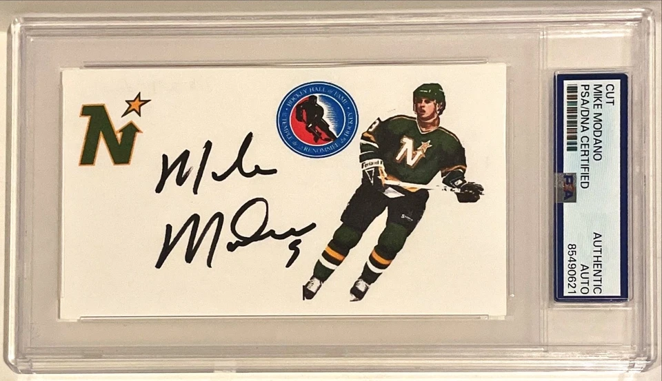 Mike Modano Minnesota North Stars NHL Signed Auto 3x5 Index Card PSA DNA - Image 1 of 1
