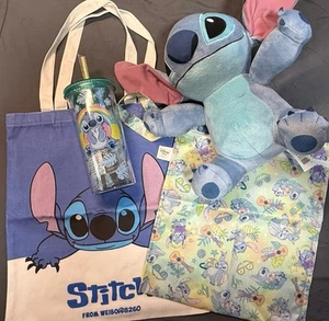 Stitch Disney Bundle - Plush, Tumbler, Tote Bag & Waterproof Pouch Set NEW - Picture 1 of 8