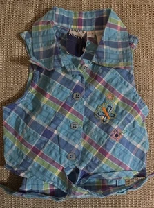 Vintage 90s Simply Basic Girls Size 5 Plaid Tie Front Top Sleeveless/ Capris - Picture 1 of 5