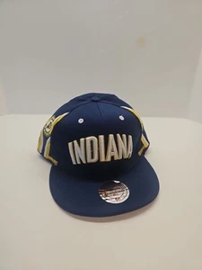 Indiana Pacers NBA Mitchell & Ness SnapBack Adjustable Hat Blue Yellow - Picture 1 of 12