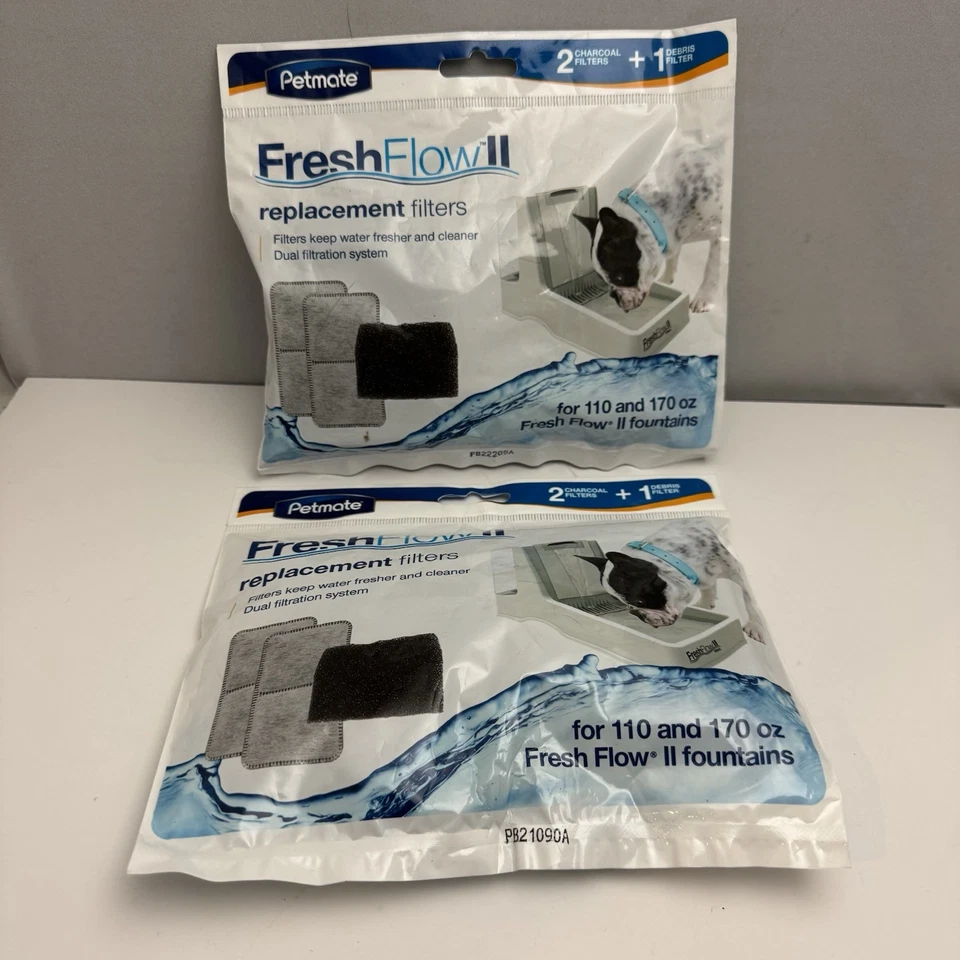 Petmate Fresh Flow II Replacement Filter 2 Charcoal Filters and 1 Debris Filter