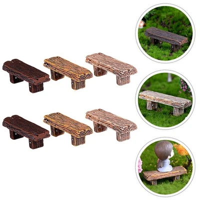  6 PCS Miniaturmöbel Rustikaler Holzhocker Miniatur-Gartendekorationen - Bild 1 von 4