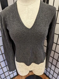 Autumn AC Cashmere 100% Cashmere Sweater Womens Gray Sz L  runs small Gobin core - Picture 1 of 12