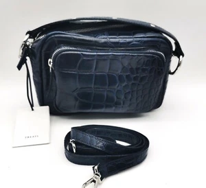 Treats Holly Croco Bleu Marine Sac à Main Femmes Cuir en Bandoulière Crocodile - Picture 1 of 6