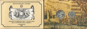1989 Italia Discovery of America diptych silver coins FCD-MS65 - Imagen 1 de 1