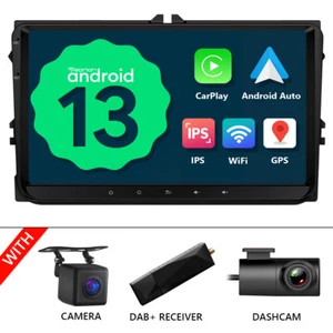 CAM+DVR+DAB+VWA13 9" Android 13 Autoradio GPS Navi CarPlay BT Für VW Golf Passat - Bild 1 von 20