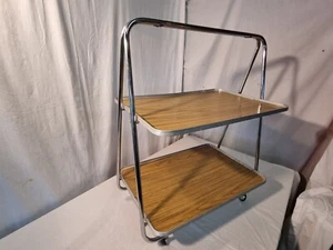 Carro de azafata plegable de metal vintage de 2 niveles - Imagen 1 de 12