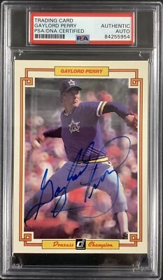 Gaylord Perry Signed 1984 Donruss Grand Champion #32 Autograph Card HOF PSA/DNA - Image 1 of 2