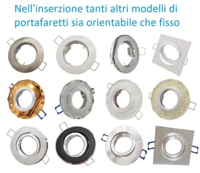 PORTA FARETTO DA INCASSO FISSO ORIENTABILE LAMPADINE LED GU10 MR16 controsoffitt - Immagine 1 di 2