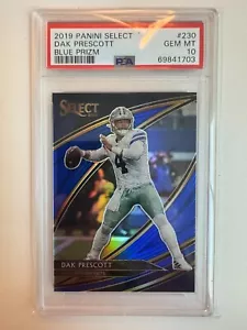 2019 Select Blue Prizm Field Level Dak Prescott #230 Dallas Cowboys /75 PSA 10 - Picture 1 of 2