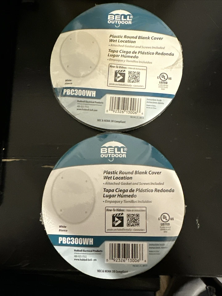 Hubbell PBC300WH Blank Weatherproof Nonmetallic Device Cover Round White