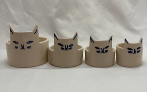 Anthropologie Cat Measuring Cups Stoneware Signed Kaye Blegvad Nesting Set of 4 - Picture 1 of 6