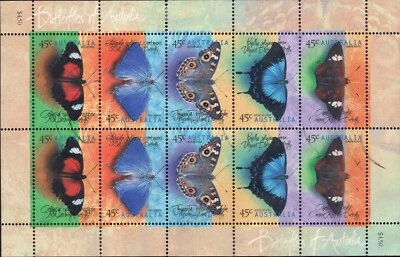AUSTRALIA 1998 "MARIPOSAS" HOJA VFU Foto 1 de 2