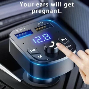 Car Hands-free Bluetooth 5.0 FM Transmitter Car Kit MP3 2 USB Fast Charger New - Zdjęcie 1 z 24