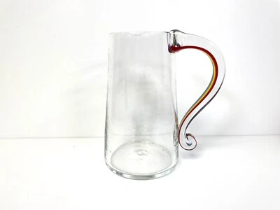 Taza de piedra de cerveza con mango de vidrio arte arco iris soplada a mano Foto 1 de 3