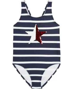 Tommy Hilfiger L23529 Girls Navy Striped Tommy Star One Piece Size M/8-10 - Picture 1 of 4