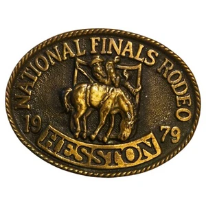 1979 Rodeo Belt Buckle Hesston National Finals Cowboy Bronc Horse Vintage NFR - Picture 1 of 7