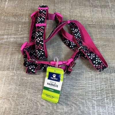 NUEVO Arnés Top Paw Dog Step-In Corazones Rosa Talla Grande Circunferencia del Pecho 24” - 36” Nuevo con Etiquetas Foto 1 de 4