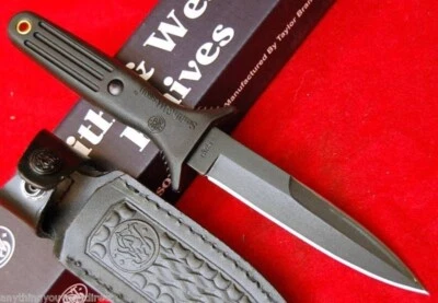 SMITH & WESSON BRAND  BOOT DAGGER KNIFE w/BLACK SHEATH 9 3/4" Overall. - Image 1 of 3