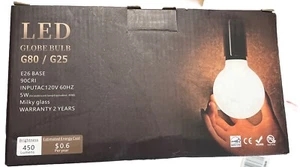 LED Light Bulbs, 5Watt, Milky Glass G80/G25 Globe Bulbs, 6 Pack - Picture 1 of 1