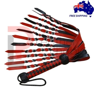 Braided Flogger Genuine Leather Flogger Double Pasted 12 Leather Tail - Picture 1 of 5