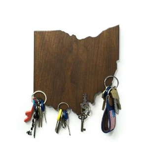 The Wooden States of America Ohio Wooden Magnetic Key Holders 7.5 x 7 Inches NEW - Picture 1 of 12