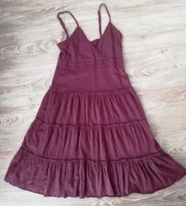 s. Oliver Damen Kleid Trägerkleid Gr. 34 Stufenkleid weinrot Baumwollmischung - Bild 1 von 8