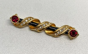SWAROVSKI Ruby Crystal & Enamel Gold Plated ROYAL SCEPTER WAND/BATON Brooch/Pin - Picture 1 of 1