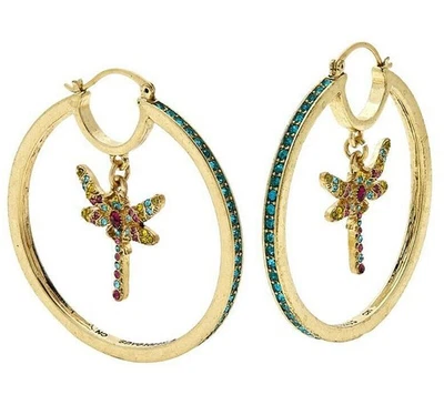 Pendientes de aro Heidi Daus con pavé de cristal - libélula - perforados Foto 1 de 4