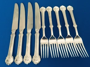 5 Dinner Forks 4 Knives Wallace NAPOLEON BEE Glossy 18/10 Stainless NEW - Picture 1 of 3