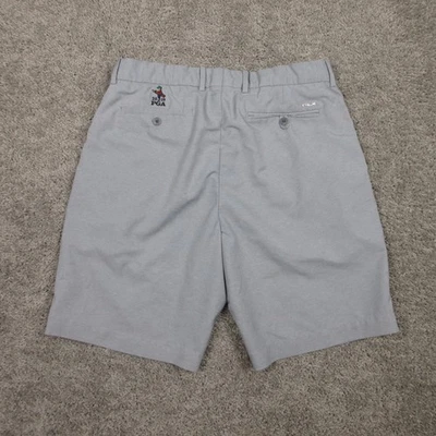 Shorts masculino RLX Ralph Lauren 32 cinza sólido PGA Bethpage preto logotipo golfe 9" - Imagem 1 de 4